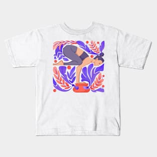 yoga girl balancing pose Kids T-Shirt